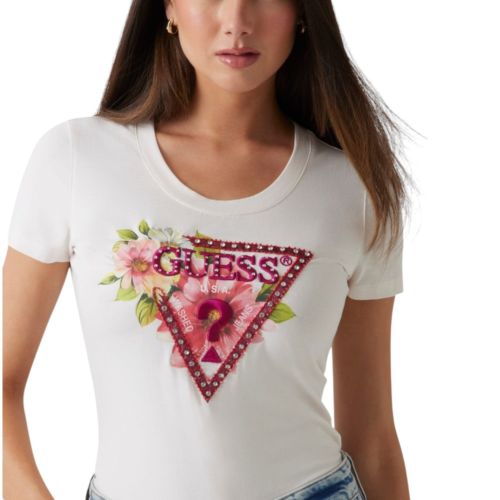 Guess t-shirt bianco crema W5GI10 J1314 G012 T-shirt Guess