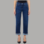 Jeans Liu Jo blu straight fit, lunghezza capri e maxi risvolto sul davanti