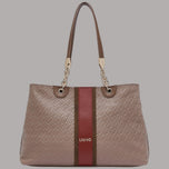 Liu Jo borsa tote media in tessuto con logo embossato e dettagli in pelle color ematite