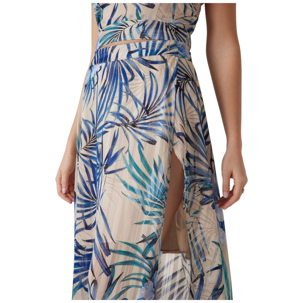 Guess gonna stampa palme New Romana W5GD66 WH9Z2 P7VM Gonne Guess