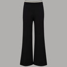 Pantaloni in maglia Liu Jo TF6190MS63L neri con vita elasticizzata a righe bianche larga larga
