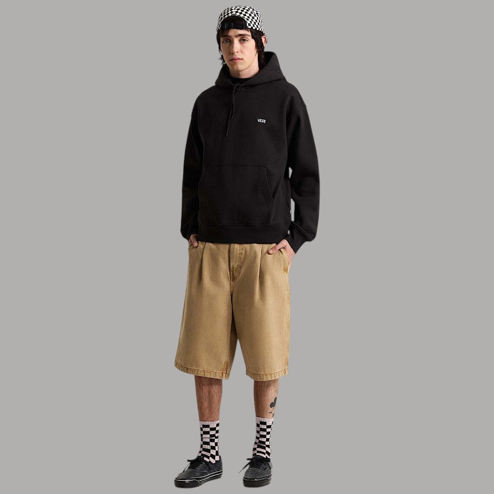 Felpa con cappuccio nera Vans, tasca frontale e logo sul petto