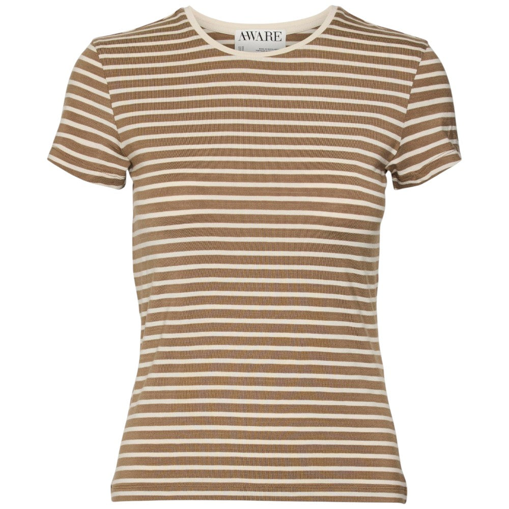Vero Moda t-shirt a righe beige e marrone Fiona 10300882 T-shirt Vero Moda