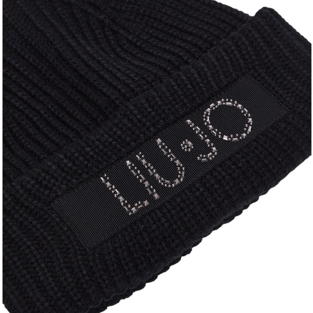 Liu Jo cappello beanie nero con logo art. 2F4110M0300 Cappelli Liu Jo