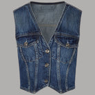 Liu Jo gilet in denim blu con tasche a patta e bottoni frontali