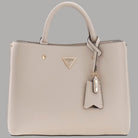 Borsa a mano Guess Meridian marrone con tracolla e stampa monogram