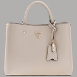 Borsa a mano Guess Meridian marrone con tracolla e stampa monogram