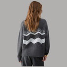 Liu Jo Maglione jacquard con paillettes grigio con logo e motivo zig zag su retro