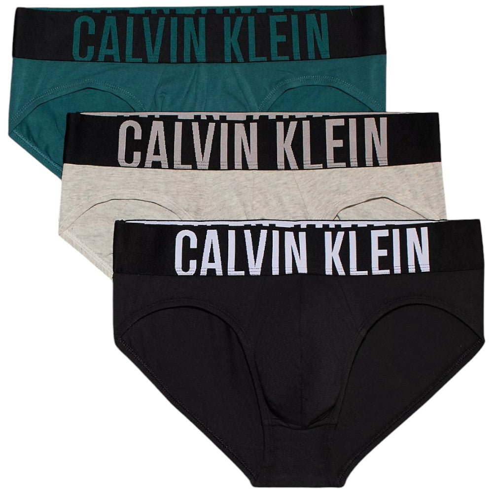 Calvin Klein confezione pack 3 slip nero verde grigio 000NB3607A Intimo Calvin Klein