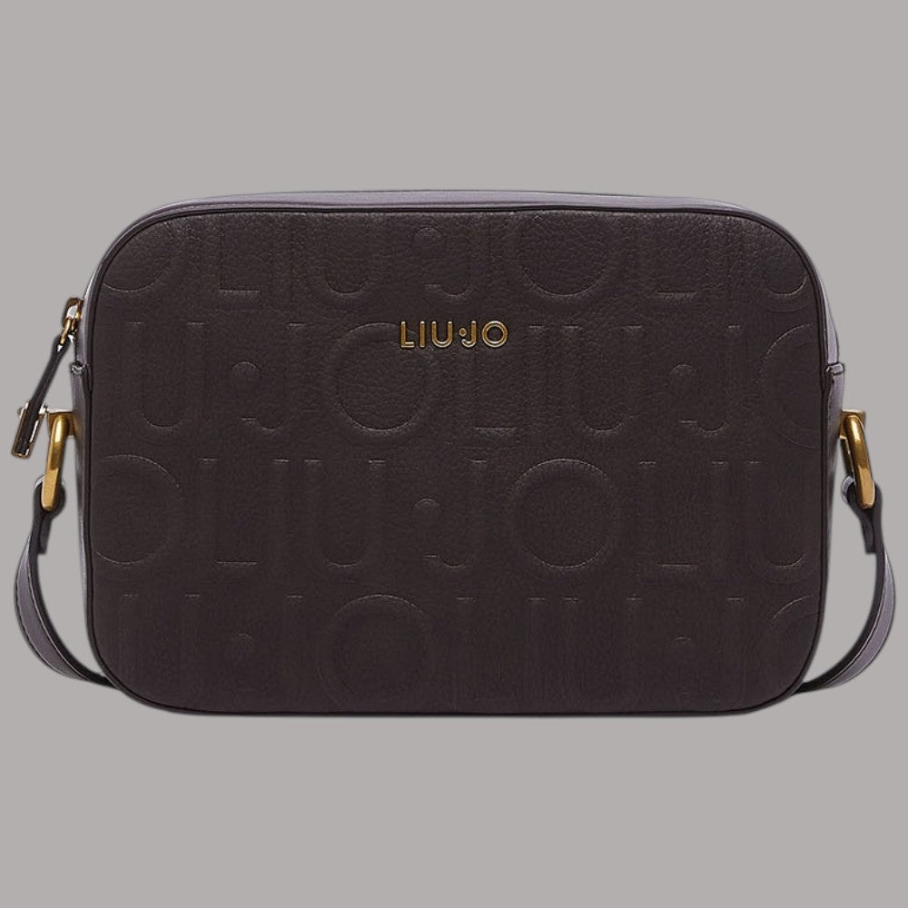Borsa a tracolla Liu Jo nera con logo embossato e dettagli dorati