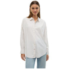 Vero Moda camicia over bianca beige a righe Nora 10319825 Camicie Vero Moda