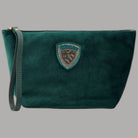 Beauty case pochette da donna Blauer in verde smeraldo con logo applicato in pietre brillanti
