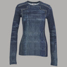 Liu Jo T-shirt manica lunga stampata denim con dettagli di zip e cuciture decorative