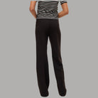 Vero Moda straight pant nero con cuciture visibili e tessuto lucido fronte e retro