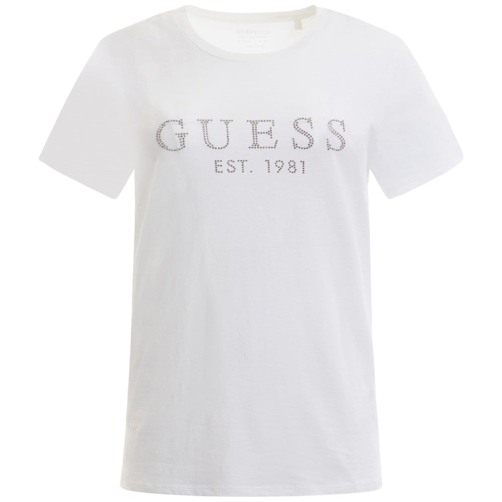 Guess t-shirt bianca logo Guess 1981 Cristal W3GI76 K8G01 T-shirt Guess