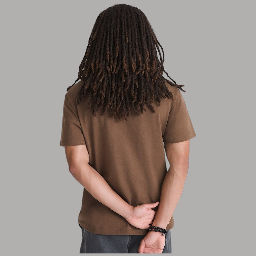 T-shirt Vans marrone in cotone con girocollo e vestibilità dritta, vista posteriore