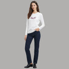 Liu Jo T-shirt manica lunga con logo strass bianca con applicazione lucida fronte