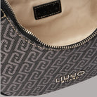 Interno borsa Liu Jo Small: jacquard monogramma e fodera beige con zip