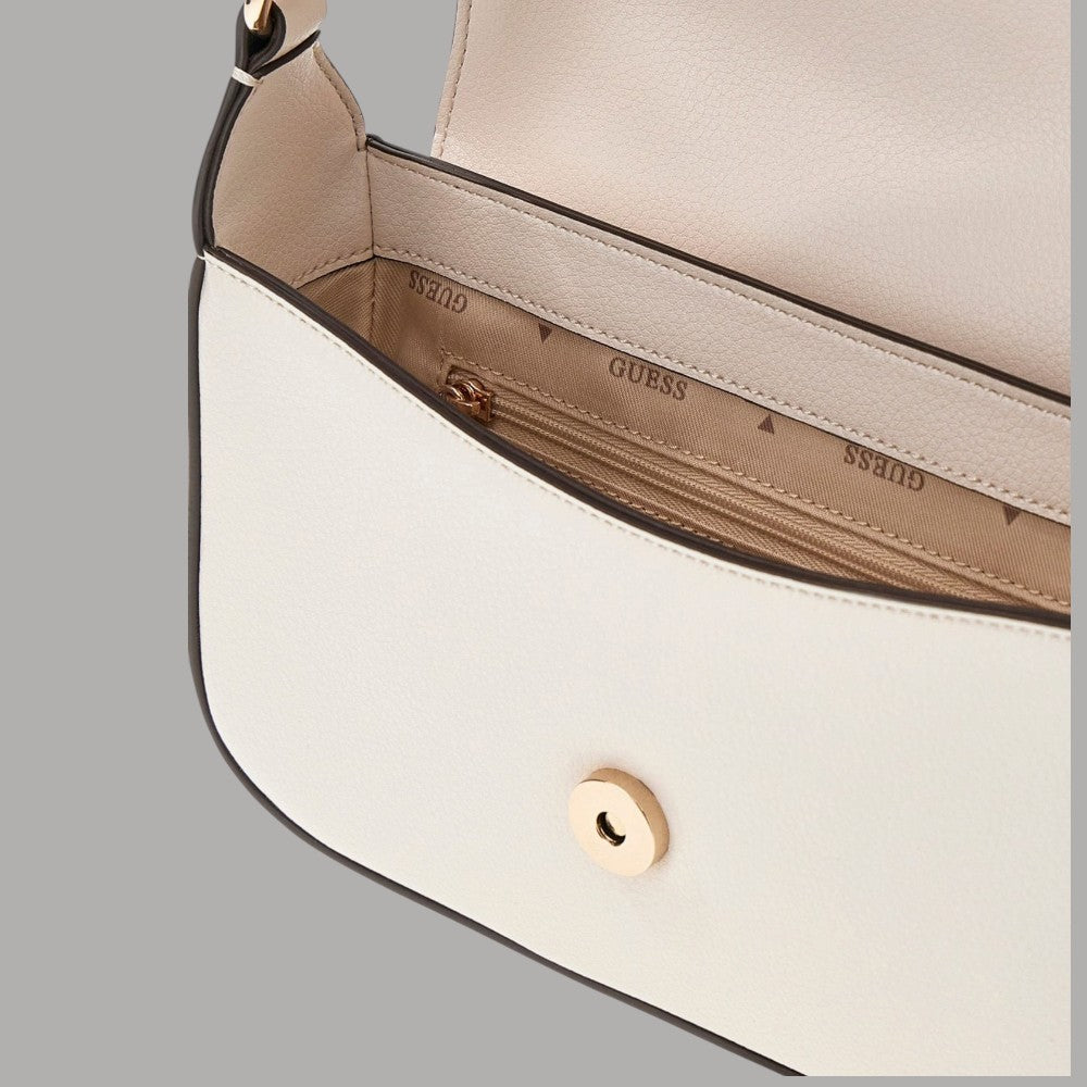 Borsa a spalla Guess Ruby nera con patta e logo frontale