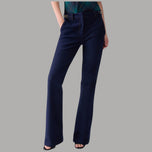 Jeans bootcut Liu Jo blu scuro a vita alta, con gamba svasata e cintura con dettaglio a catena