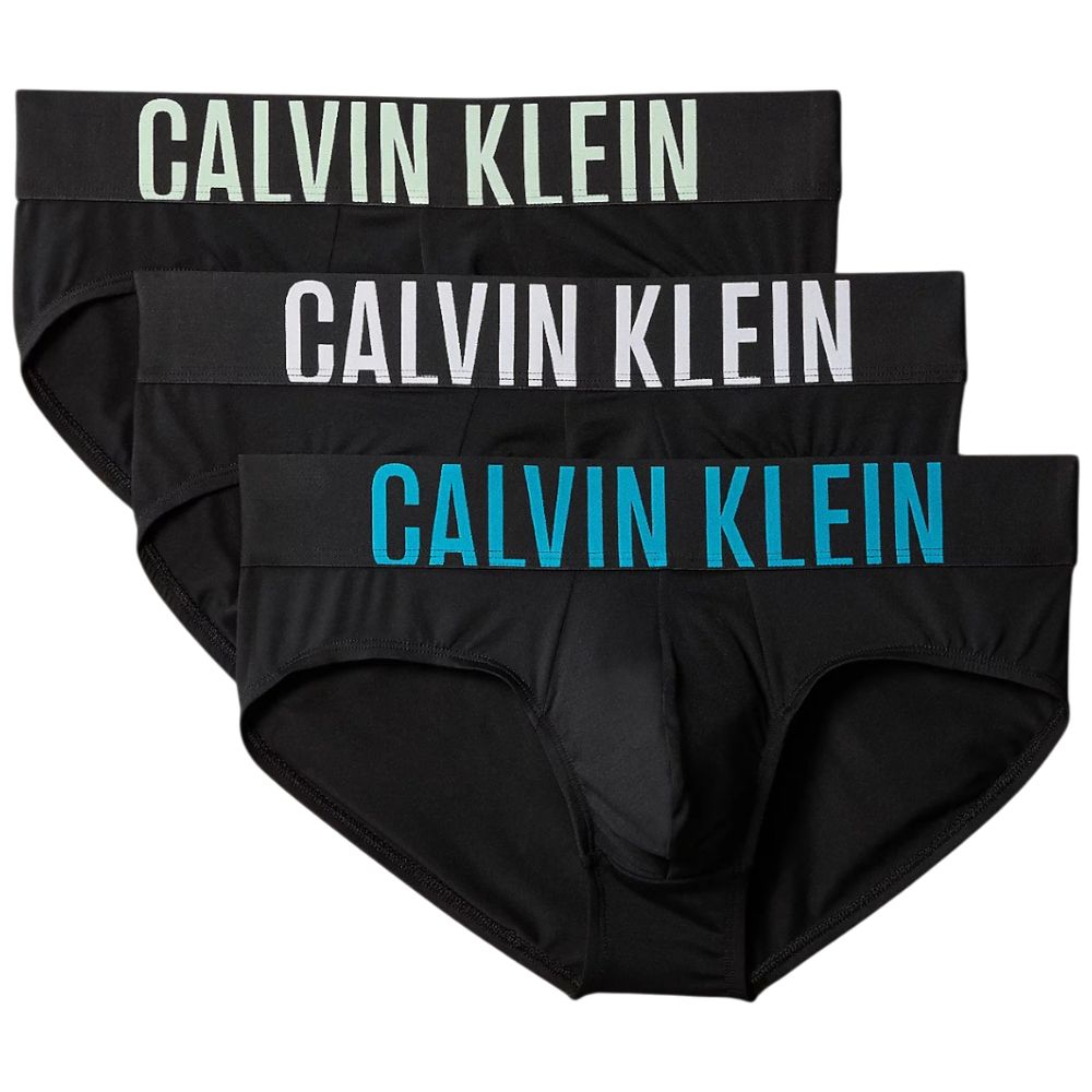 Calvin Klein pack 3 slip neri con fascia alta 000NB3610AZDJ Intimo Calvin Klein