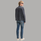 Jeans slim fit uomo Jack & Jones Glenn SBD 159 SN con texture a quadri blu scuro e cuciture visibili