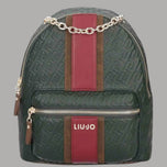 Liu Jo Zaino verde con dettagli in rosso e marrone logo monogram e catena metallica