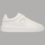 Sneakers uomo Blauer in pelle bianca con logo side in rilievo e suola spessa