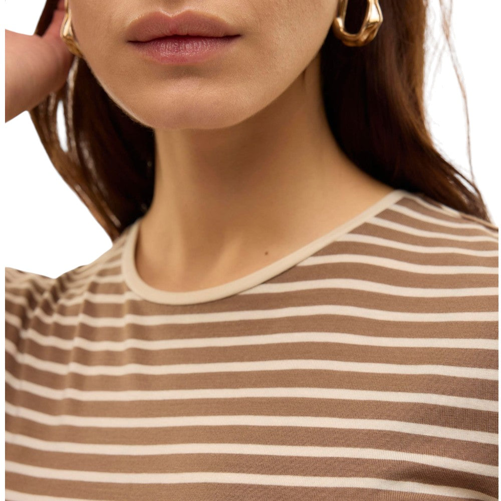 Vero Moda t-shirt a righe beige e marrone Fiona 10300882 T-shirt Vero Moda
