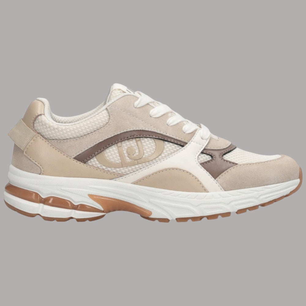 Sneakers Liu Jo beige con dettagli in pelle e tessuto, fondo bianco e gomma