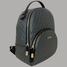Liu Jo Manhattan logo monogram AF6209E1137 zaino nero con motivo a pattern, zip e dettagli oro