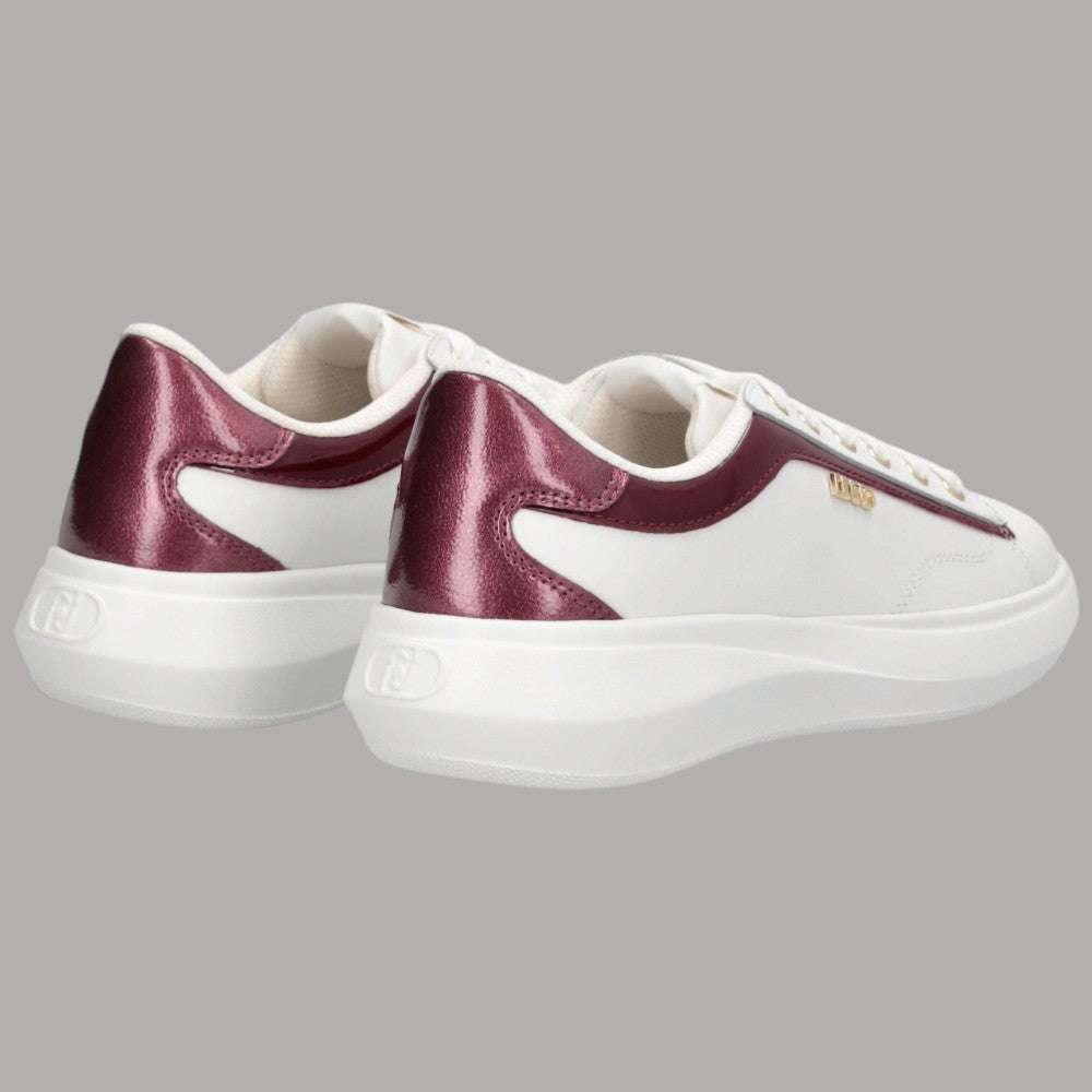 Sneakers Liu Jo Casper in pelle bianca con dettaglio vernice bordeaux