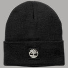 Berretto nero Timberland a maglia con risvolto e patch con logo