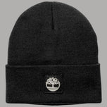Berretto nero Timberland a maglia con risvolto e patch con logo
