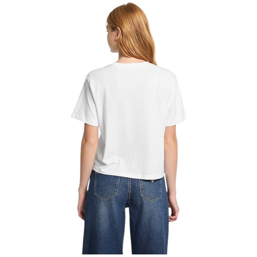 Guess Jeans t-shirt bianca boxy fit logo ricamato W5RI42 K8HM0 G011 T-shirt Guess Jeans