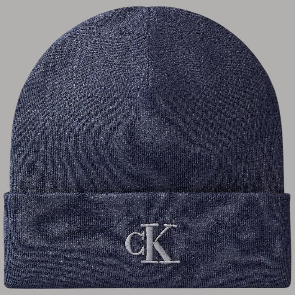 Berretto uomo Calvin Klein grigio in maglia con logo CK