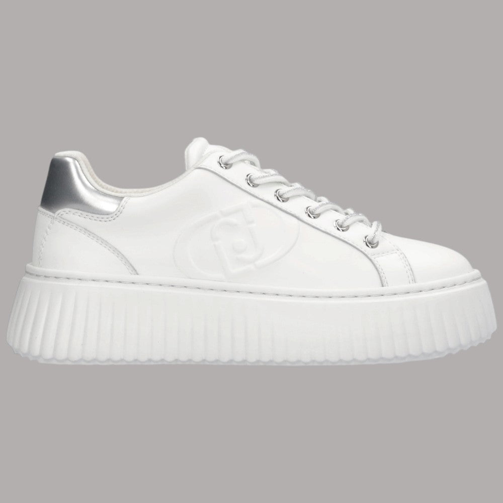 Sneakers Liu Jo Elodie 01 in pelle bianca con suola piattaforma e dettagli metallici