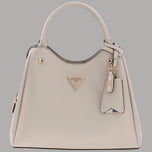 Borsa a mano Guess Meridian marrone con tracolla removibile e logo frontale