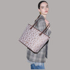 Borsa shopper Liu Jo logo all over in beige e marrone, grande, con dopphe maniglie