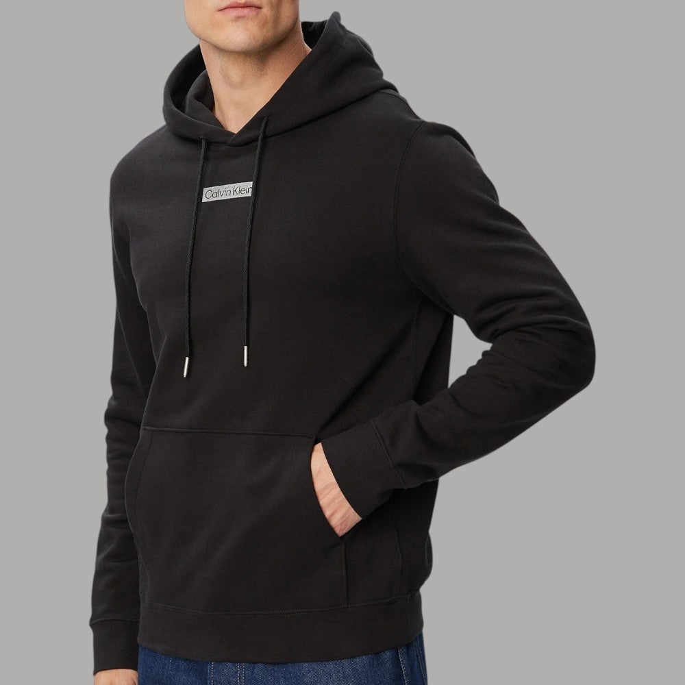 Calvin Klein felpa cappuccio nera con logo centrale LV04RG276G