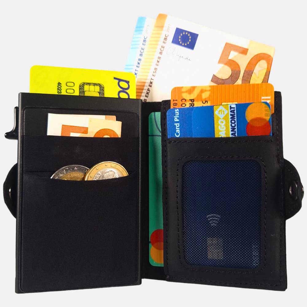 Sei G portacarte safe magnetic nero con custodia in pelle nera Portafogli SEI G