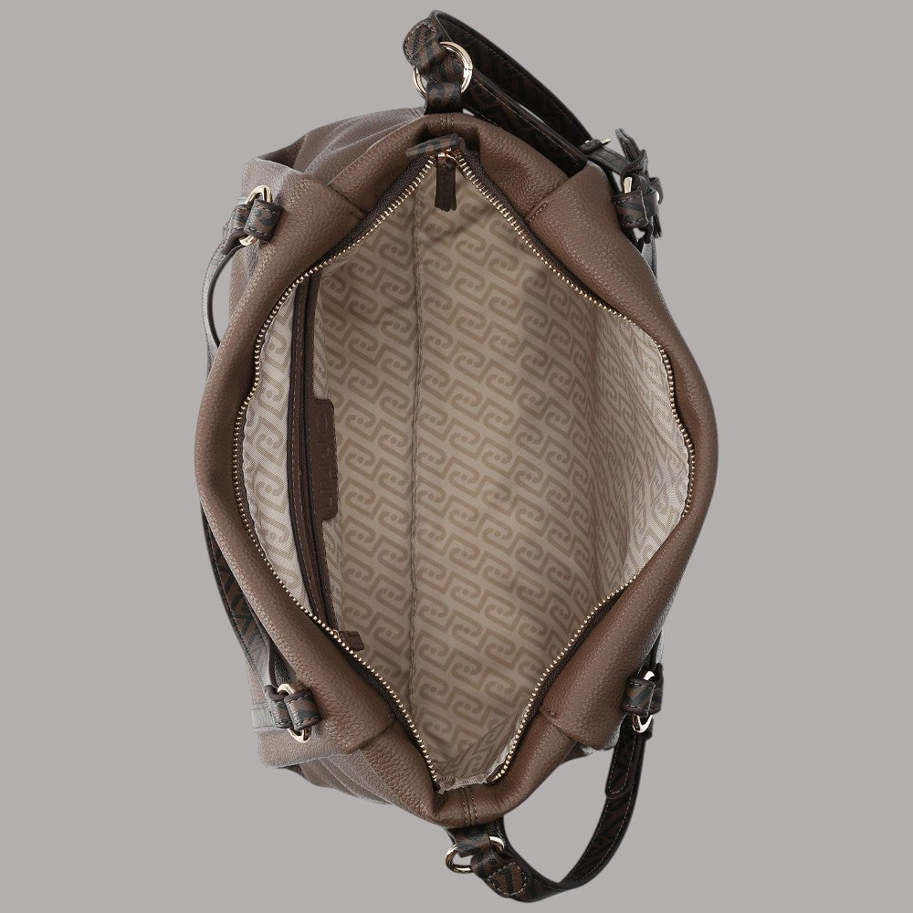 Liu Jo tote bag effetto grana beige con interno trapuntato pattern geometric
