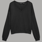 Vero Moda pullover nero scollo a V in misto lana con texture fine