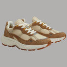 Sneaker donna Timberland Hazel Lane marrone beige TB0A42X8EN6 con tomaia in tessuto e suede, suola chunky bianca, dettagli beige e marrone