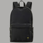 Blauer Zaino nero con zip frontale e logo giallo Dettaglio zip e etichetta Blauer