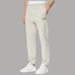 Calvin Klein pantaloni tuta in tessuto beige con logo grafico LV04LG212G, vita elastica e dettagli cuciture