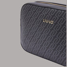 Borsa a tracolla Liu Jo con logo monogram e dettagli in nero, texture lucida