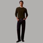 Calvin Klein maglione in lana merino verde oliva con logo ricamato sul petto