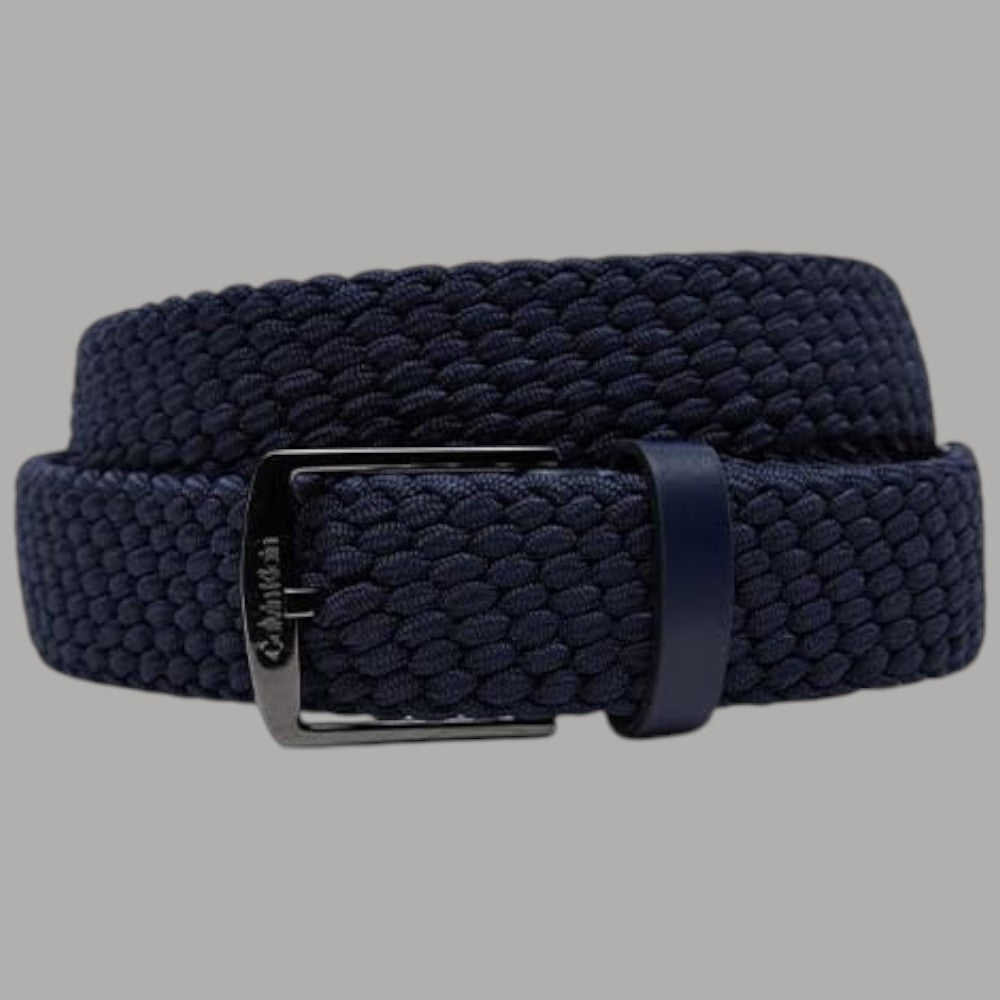Calvin Klein cintura da uomo elasticizzata e intrecciata blu con logo sul fermaglio