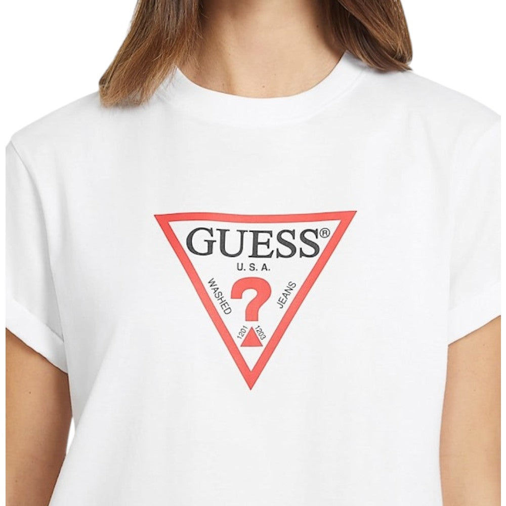 Guess Jeans t-shirt bianca boxy fit tringolo grande W4YI73 K8HM0 G011 T-shirt Guess Jeans